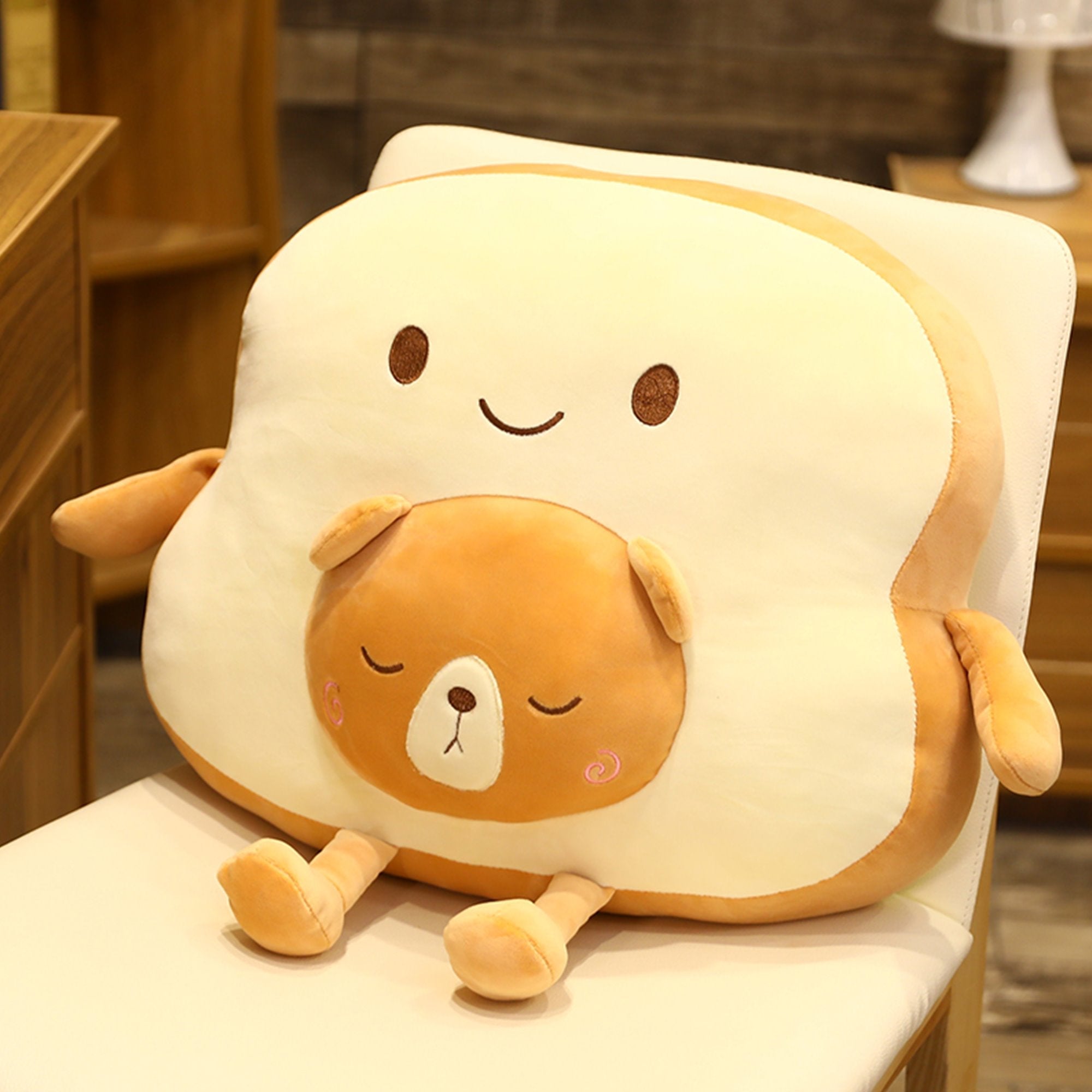 Coussin en Forme de Pain Doux Peluche pour Enfants et Adultes