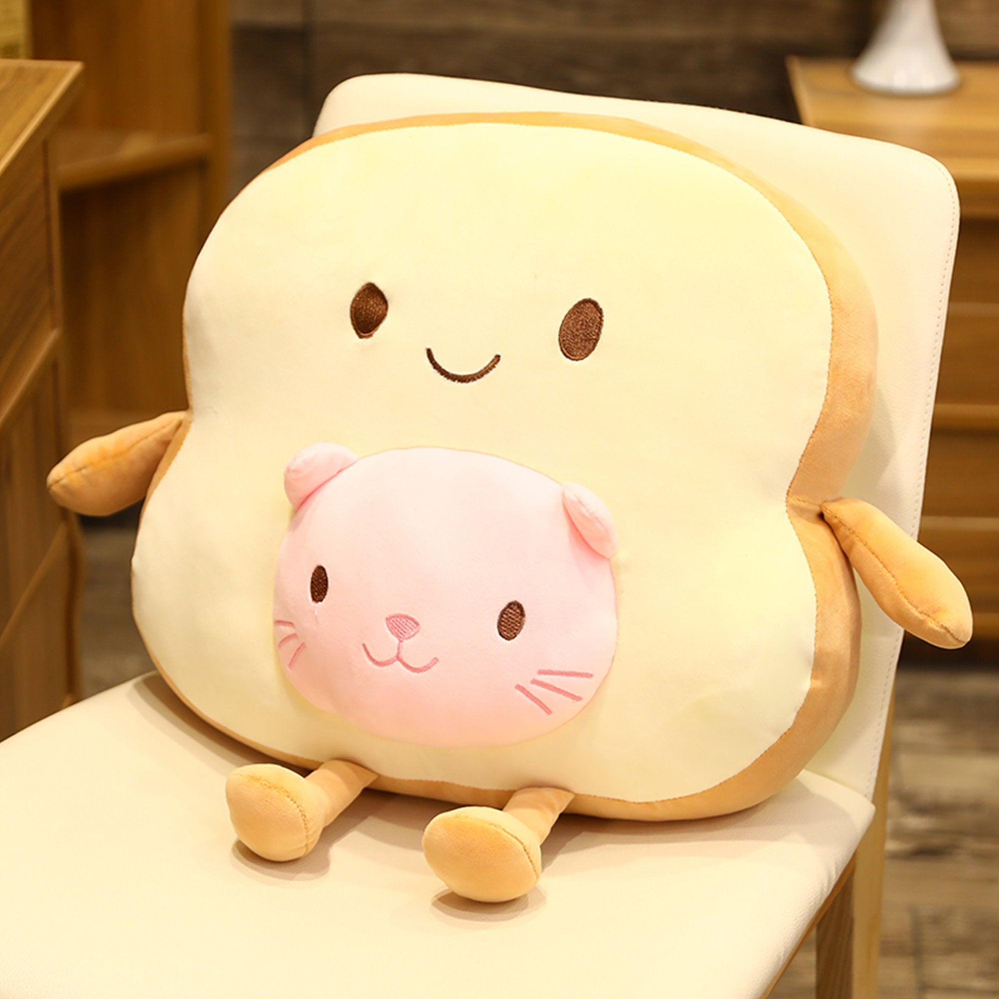 Coussin en Forme de Pain Doux Peluche pour Enfants et Adultes