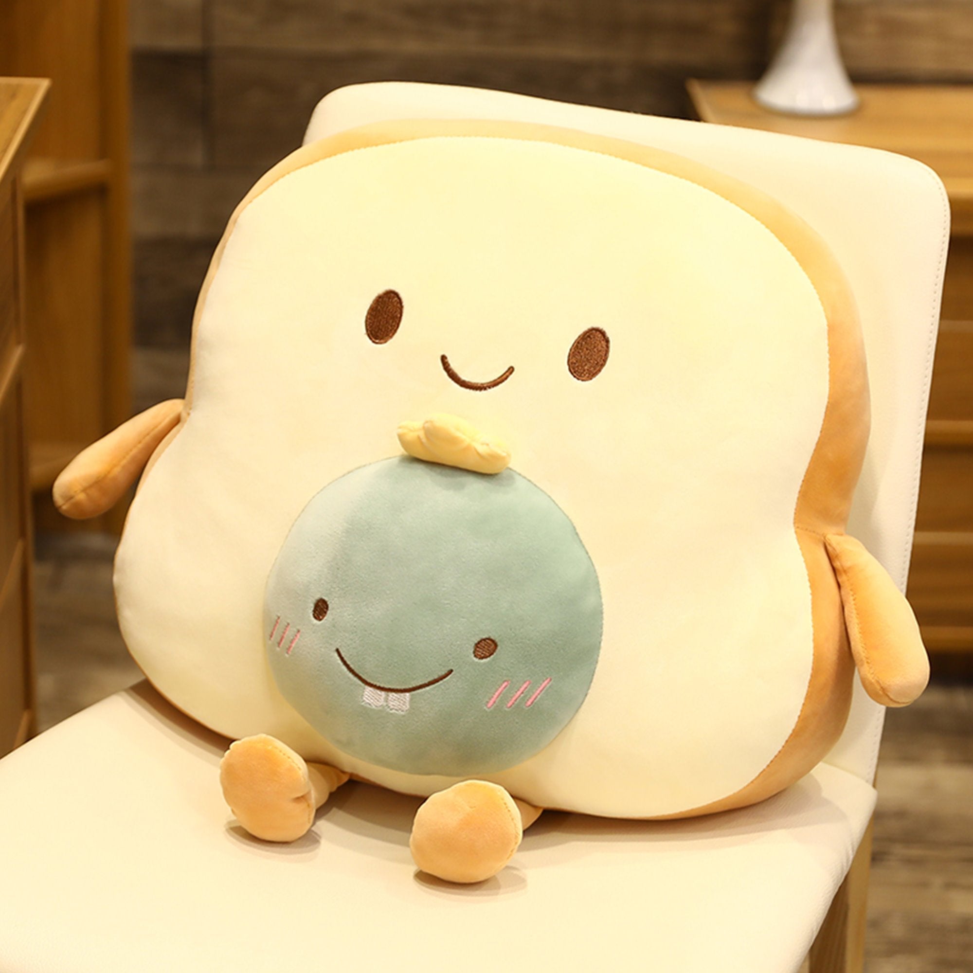 Coussin en Forme de Pain Doux Peluche pour Enfants et Adultes