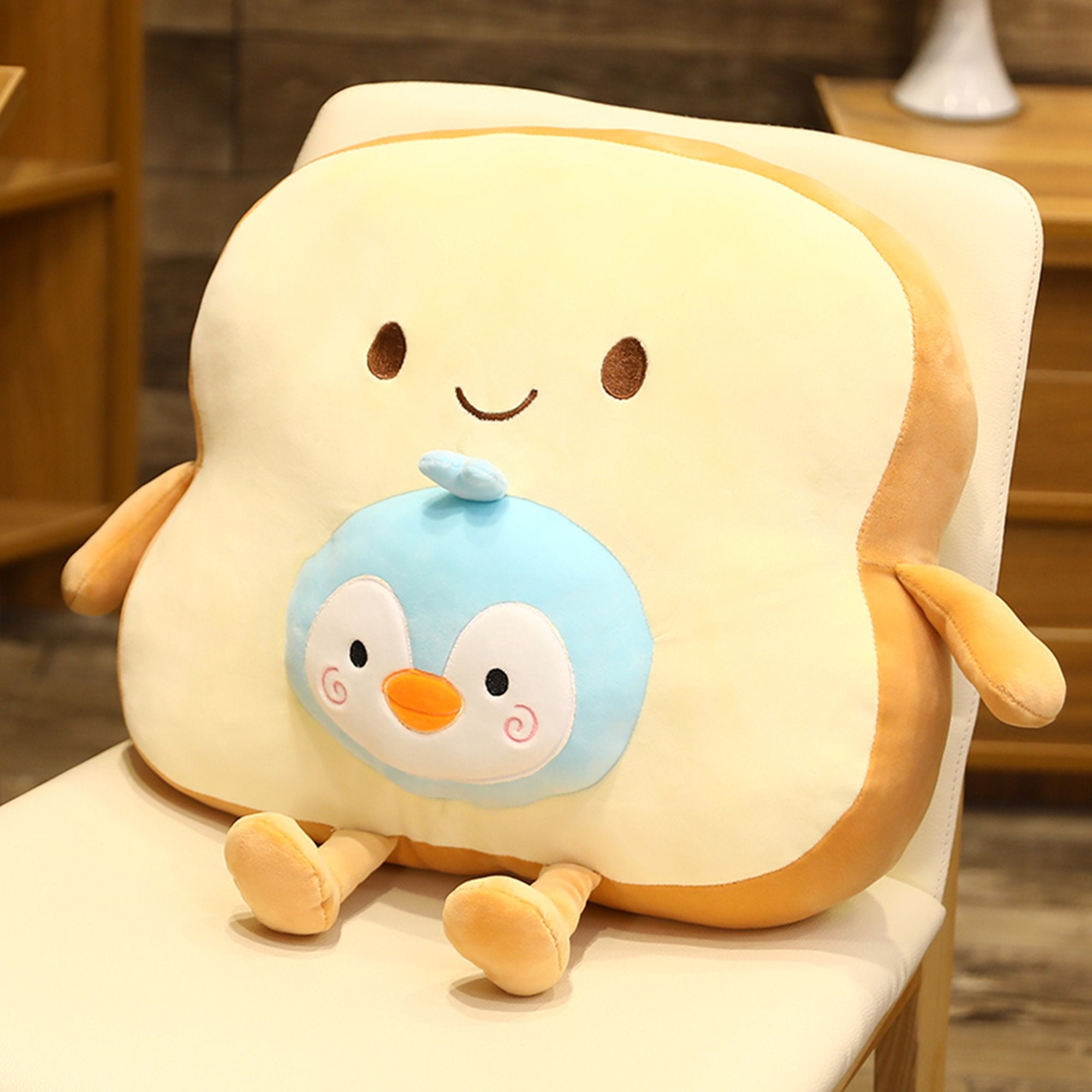 Coussin en Forme de Pain Doux Peluche pour Enfants et Adultes