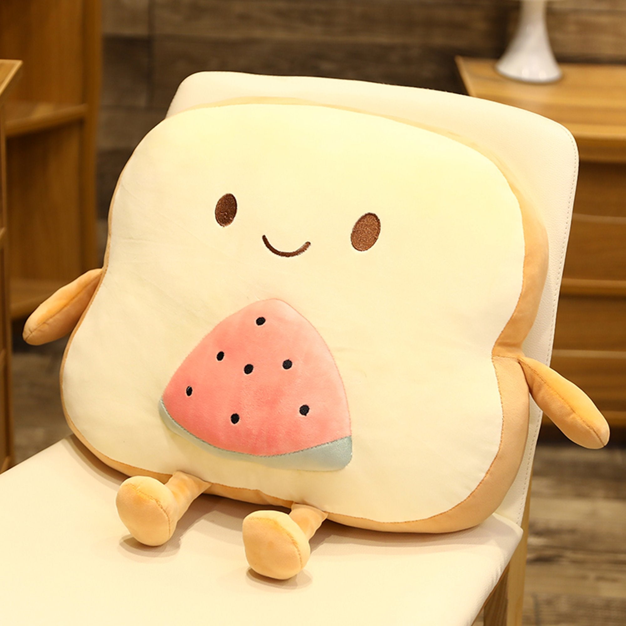 Coussin en Forme de Pain Doux Peluche pour Enfants et Adultes