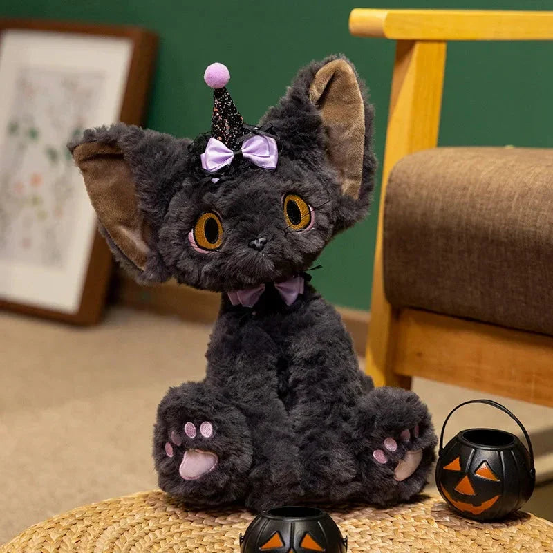 Chat en peluche Halloween sorcière noir pour enfants