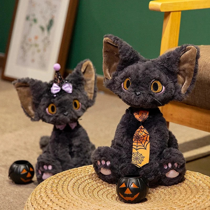 Chat en peluche Halloween sorcière noir pour enfants