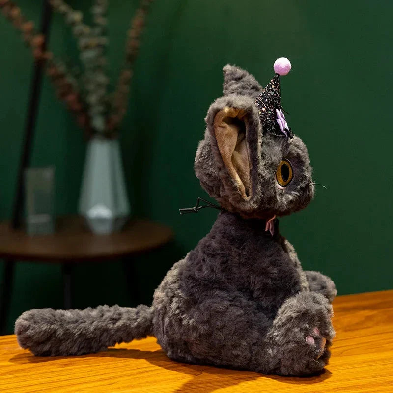 Chat en peluche Halloween sorcière noir pour enfants