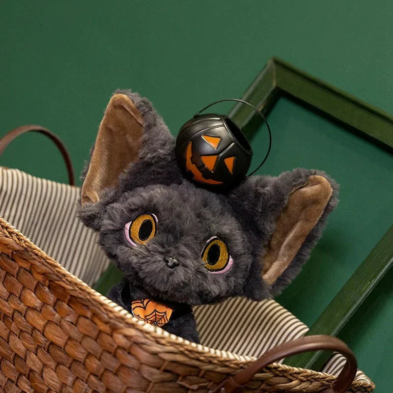Chat en peluche Halloween sorcière noir pour enfants