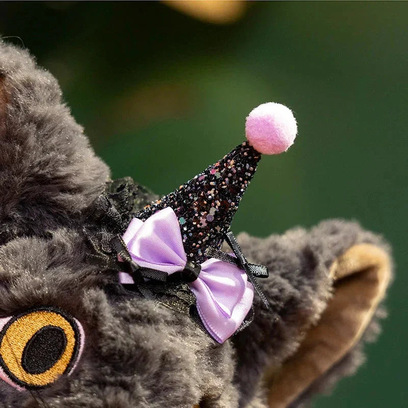 Chat en peluche Halloween sorcière noir pour enfants
