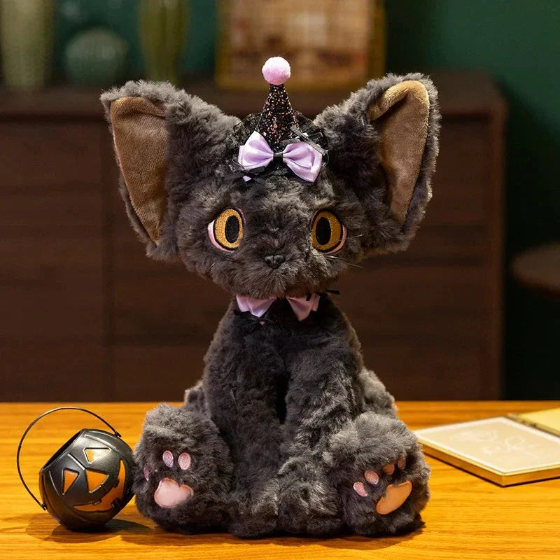Chat en peluche Halloween sorcière noir pour enfants
