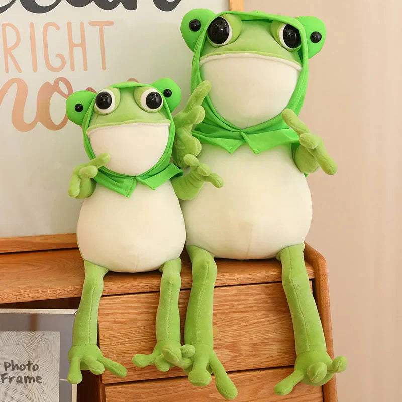 Grenouille en peluche avec chapeau pour enfants et collectionneurs