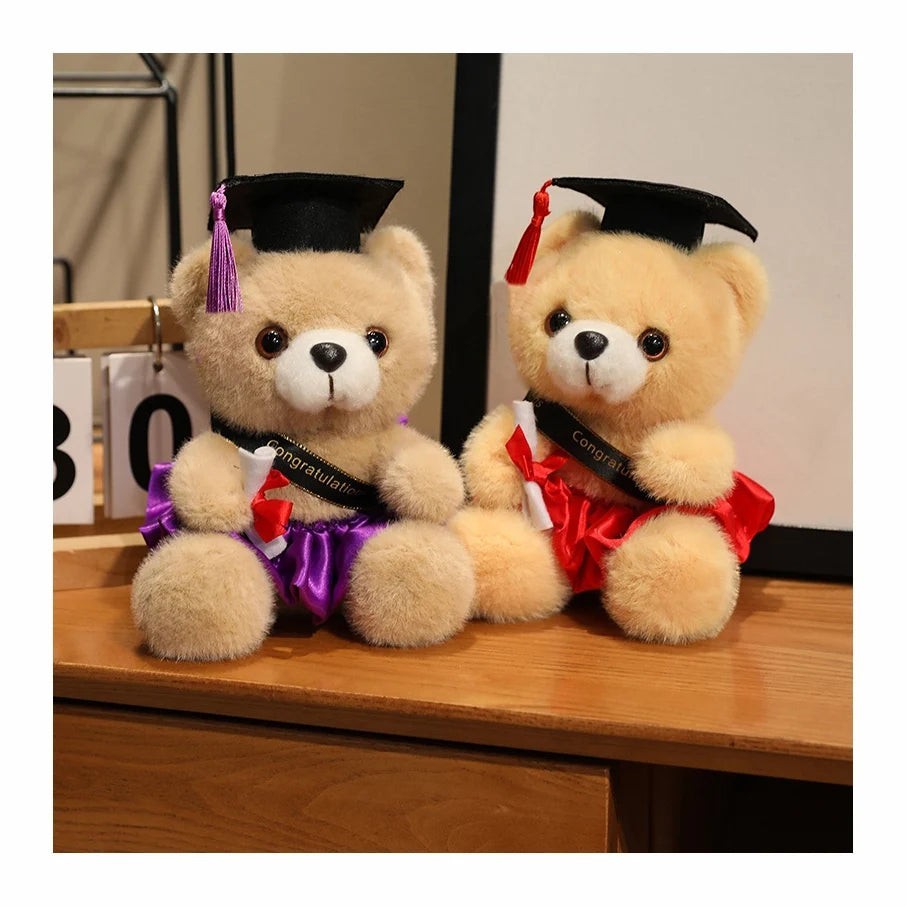 Graduation Teddy Bear Plush Toy with Diploma and Soft Stuffed Animal Design