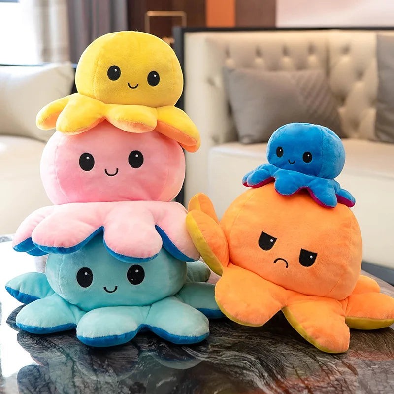 Octopus Plush Toy with Double-Sided Mood Expressions