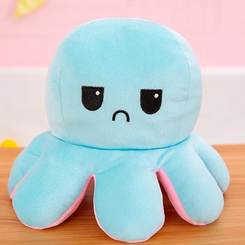 Octopus Plush Toy with Double-Sided Mood Expressions
