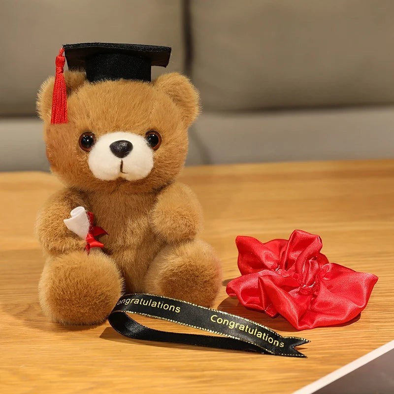 Graduation Teddy Bear Plush Toy with Diploma and Soft Stuffed Animal Design