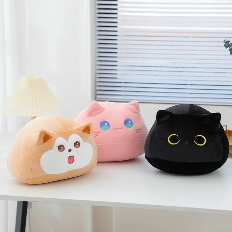 Cat Plush Toy Pillow for Kids with Cute Embroidered Face