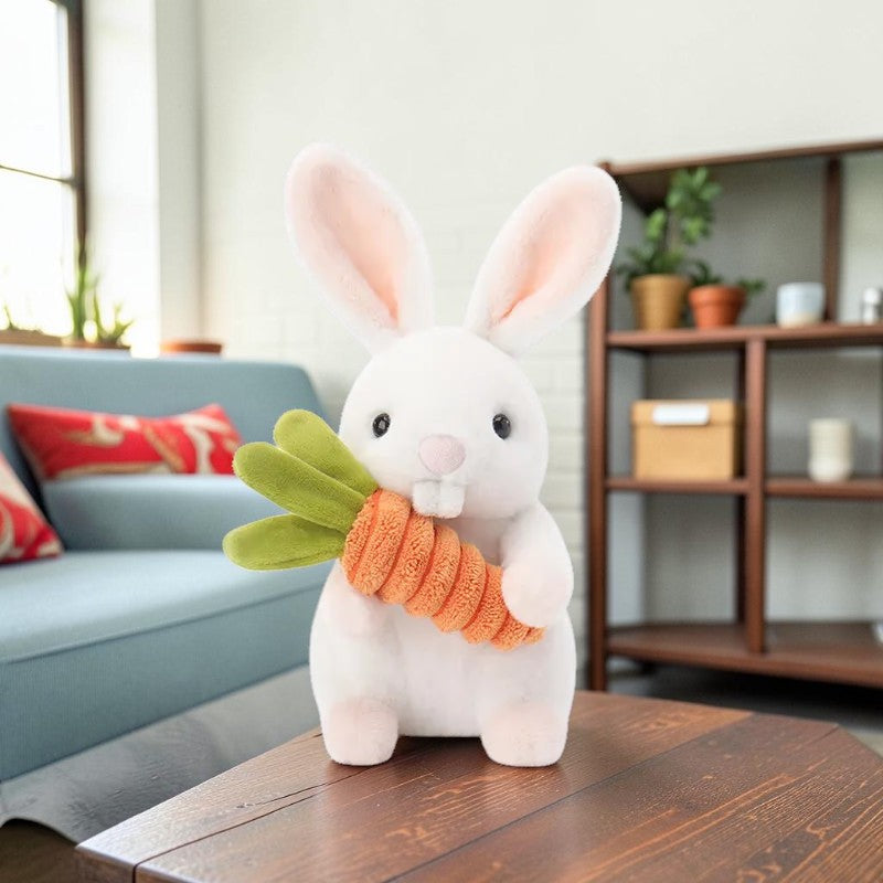 Cute Rabbit Plush Toy with Carrot and Soft Stuffed Bunny Design for Kids