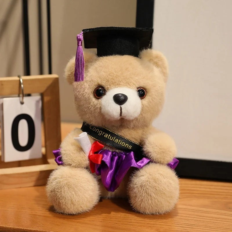 Graduation Teddy Bear Plush Toy with Diploma and Soft Stuffed Animal Design