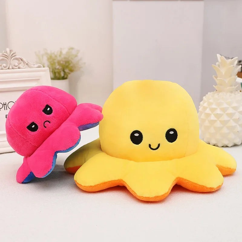 Octopus Plush Toy with Double-Sided Mood Expressions