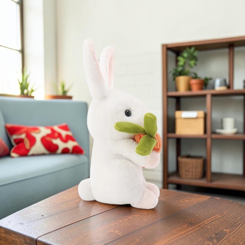 Cute Rabbit Plush Toy with Carrot and Soft Stuffed Bunny Design for Kids