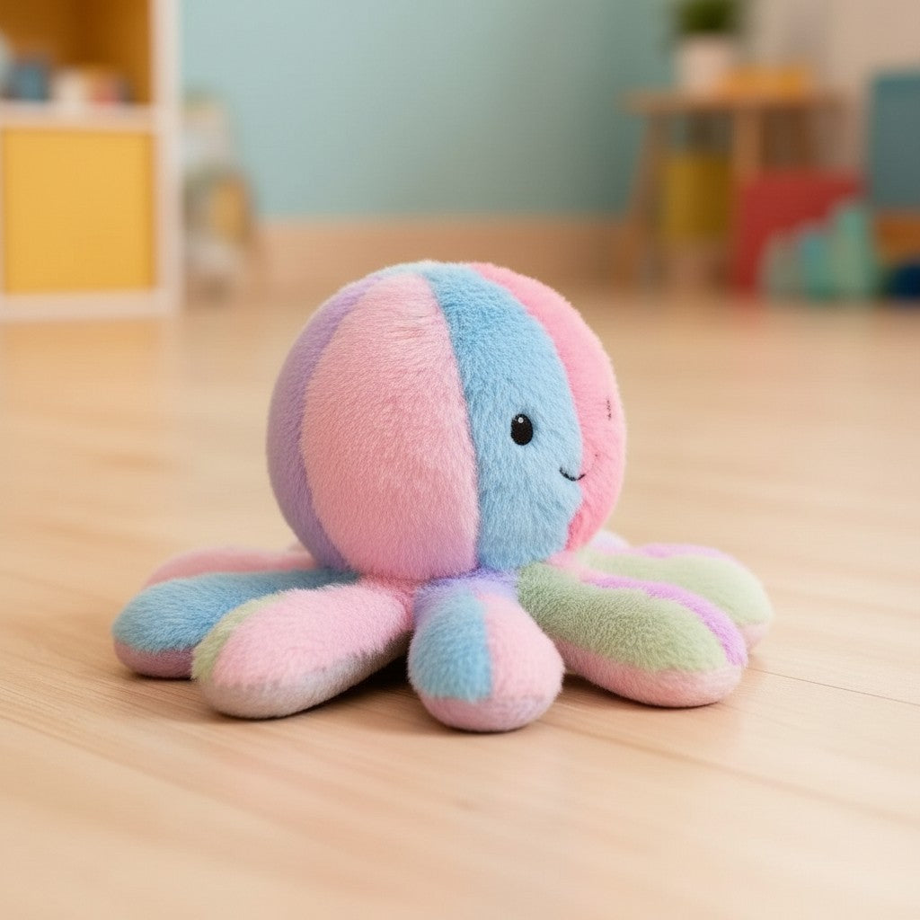 Octopus Plush Toy with Happy and Angry Mood Faces for Kids