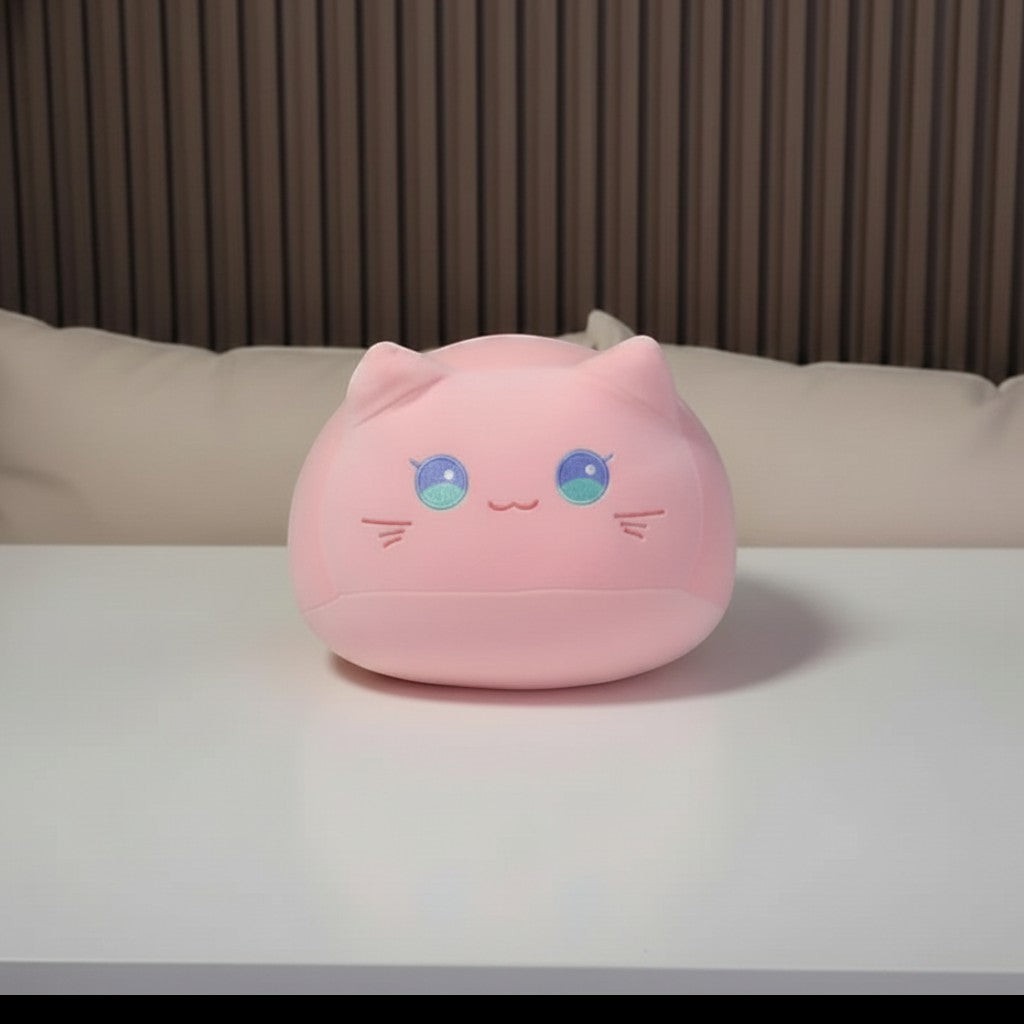 Cat Plush Toy Pillow for Kids with Cute Embroidered Face