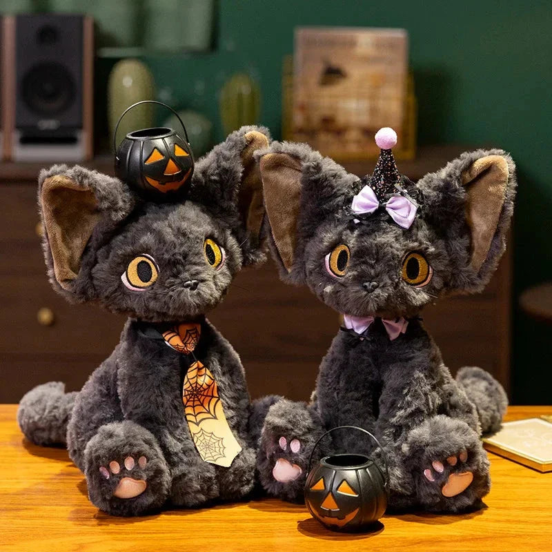 Chat en peluche Halloween sorcière noir pour enfants