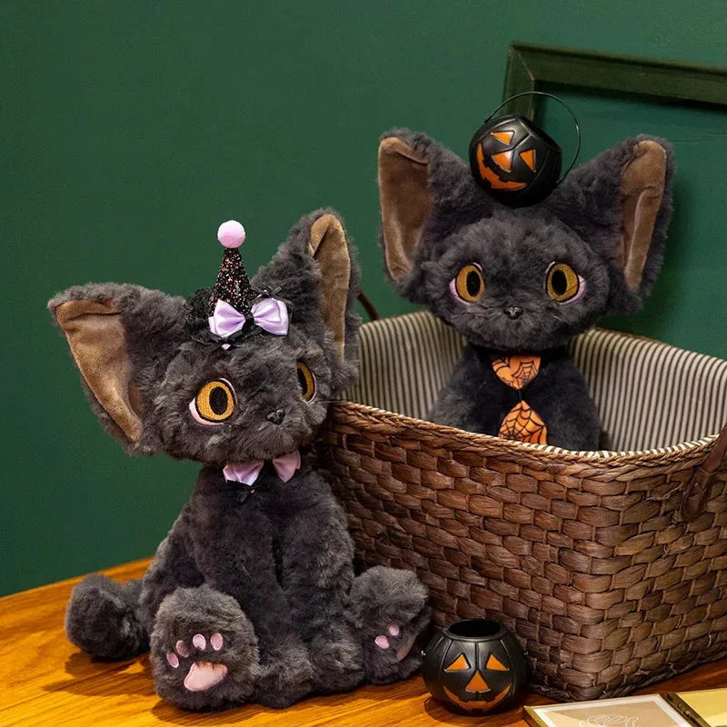 Chat en peluche Halloween sorcière noir pour enfants