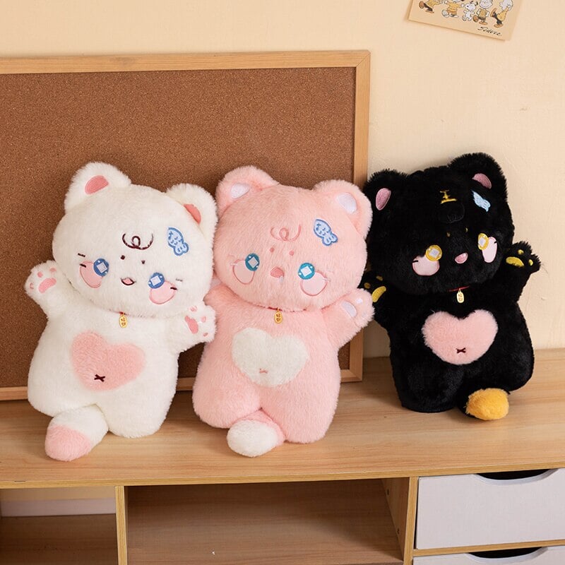 Peluches Chats en forme de cœur pour enfants