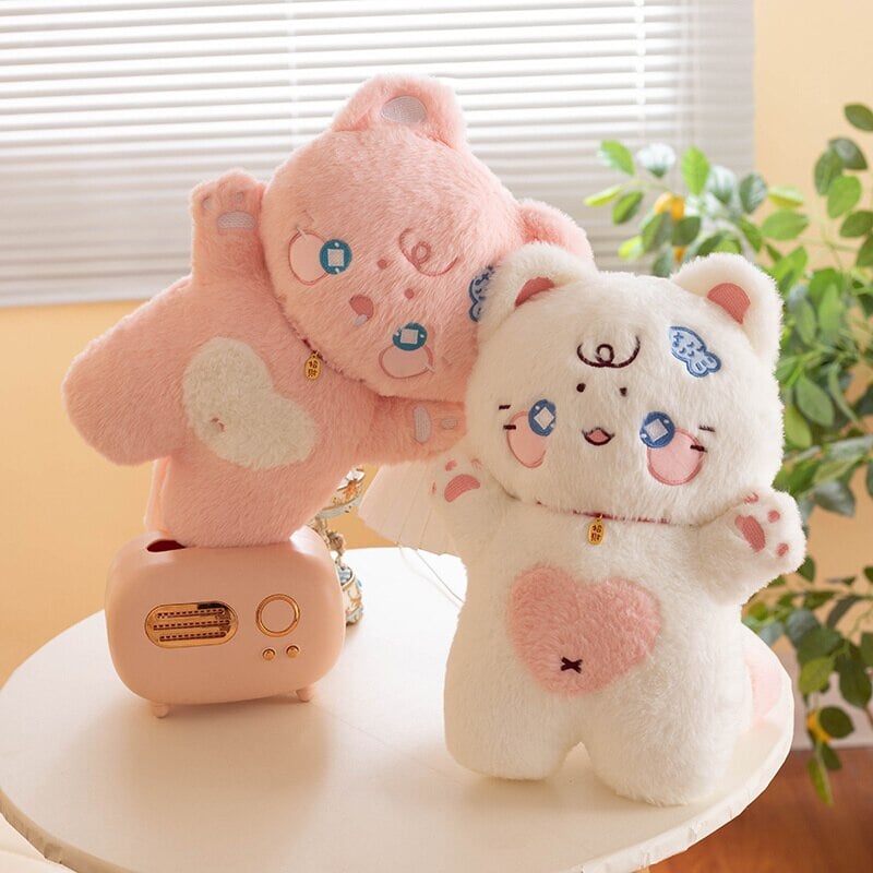 Peluches Chats en forme de cœur pour enfants