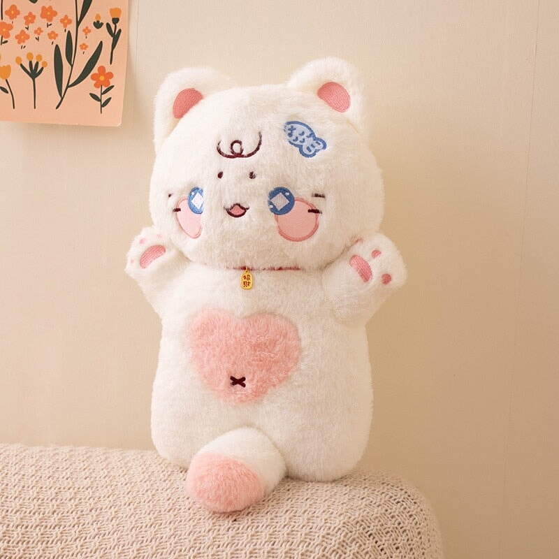 Peluches Chats en forme de cœur pour enfants