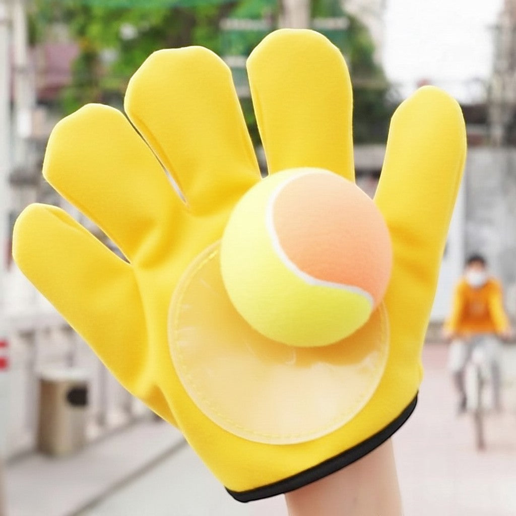 Wllio yellow sticky glove with a yellow and orange ball for outdoor game set