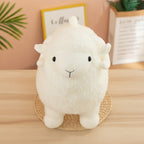 wllio.com white fluffy lamb plush toy with black eyes and curled horns, soft stuffed animal for kids