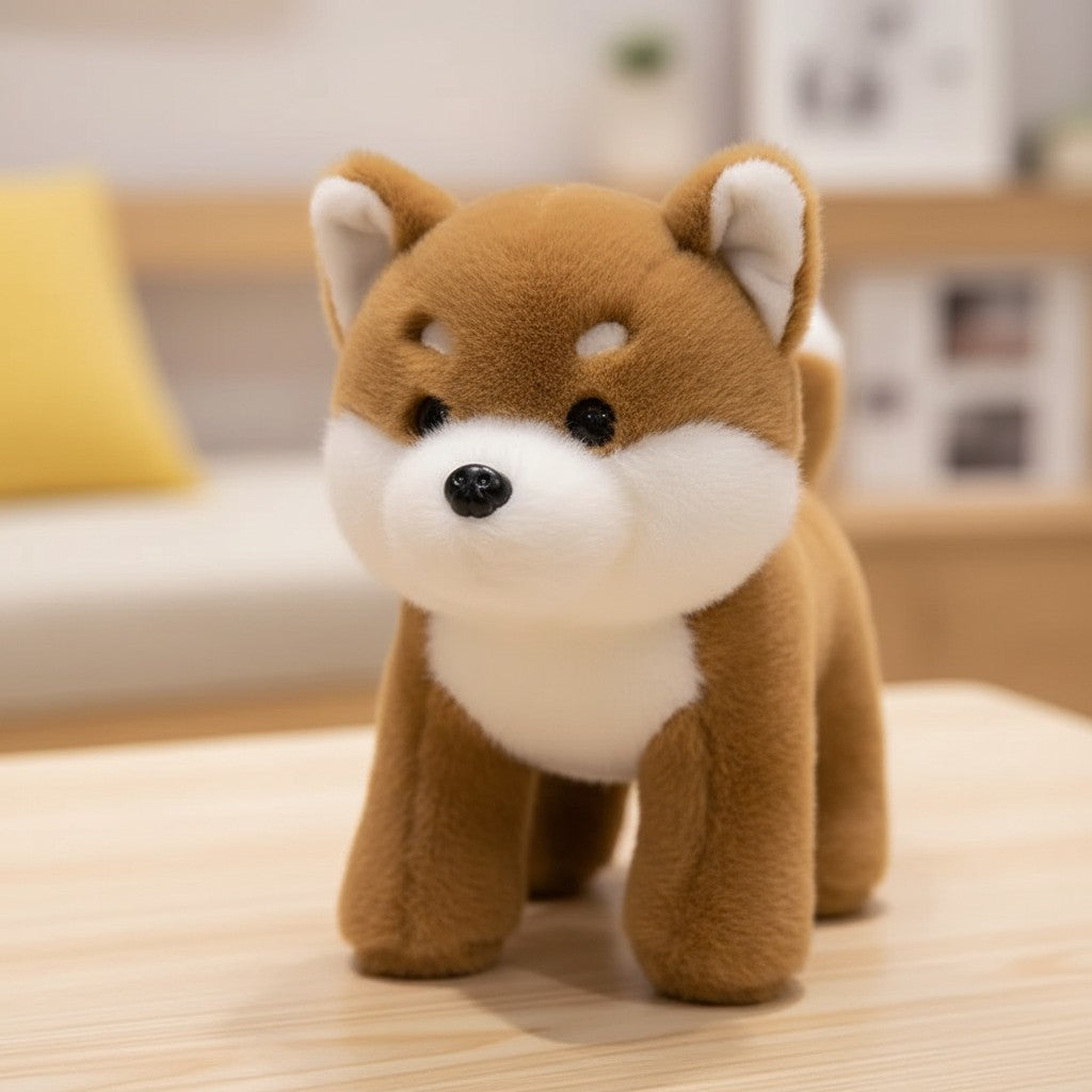 wllio.com brown and white plush dog toys for kids, soft stuffed puppy animals