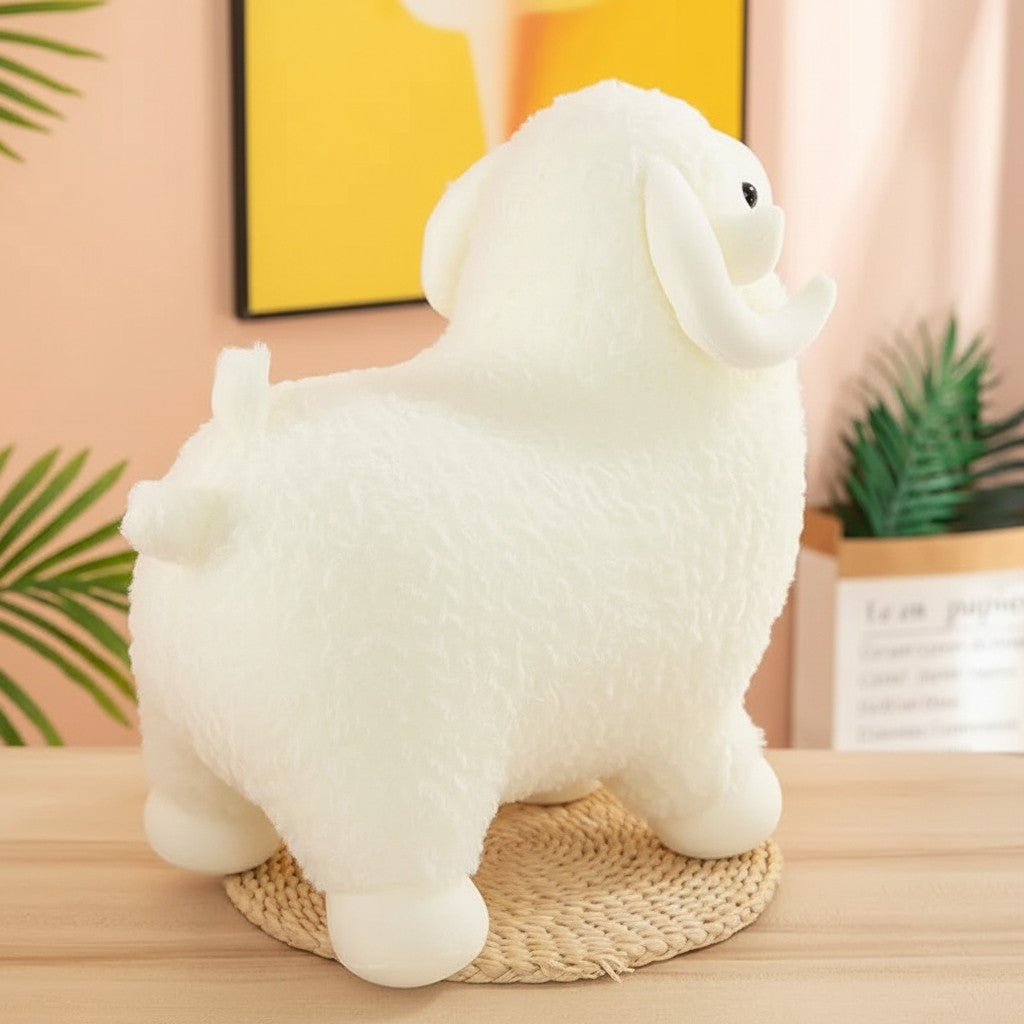 wllio.com white fluffy lamb plush toy with soft PP cotton filling, ideal for kids and room decor.