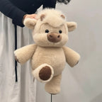 wllio.com beige and white plush pig toys with embroidered faces and soft fur, perfect for kids.