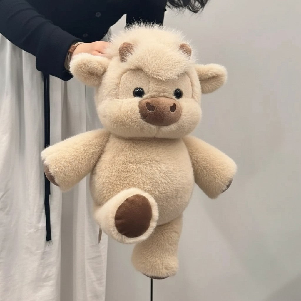 wllio.com beige and white plush pig toys with embroidered faces and soft fur, perfect for kids.