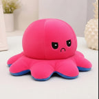 wllio.com reversible octopus plush toy, yellow side smiling, pink side frowning, soft polyester plush