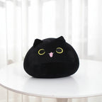 wllio.com black plush cat pillow with yellow eyes and pink tongue, 35cm