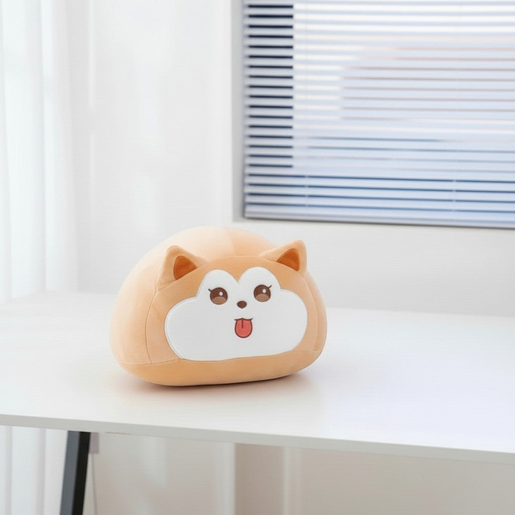 wllio.com orange plush cat pillow with white face and pink tongue sticking out, 35cm