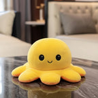wllio.com reversible octopus plush toy in yellow, pink, blue, and orange with double-sided emotion faces.